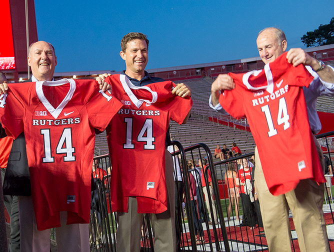 President Barchi with Big Ten Commissioner Jim Delany (left) and Big Ten Network President Mark Silverman